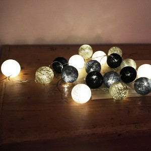 Guirlande lumineuse à LEDS en fils de coton tissé colorés, sur secteur 2