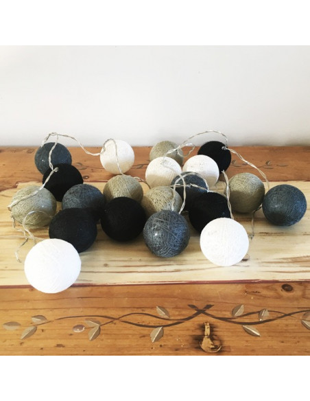 Guirlande lumineuse à LEDS en fils de coton tissé colorés, sur secteur