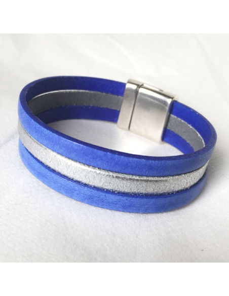 Bracelet cuir couleur et argenté sur fermoir magnétique-Aramance Bracelet cuir couleur et argenté sur fermoir magnétique-Aramance