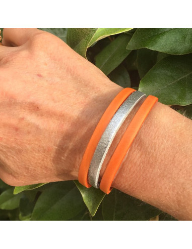 Bracelet cuir couleur et argenté sur fermoir magnétique-Aramance