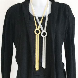 Collier sautoir multichaine doré ou argenté-Aramance
