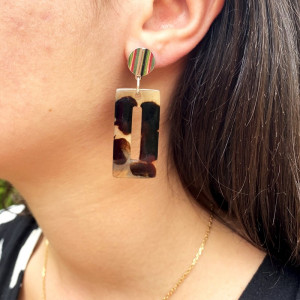 Boucles-oreilles-corne -metal-argente-Aramance 2