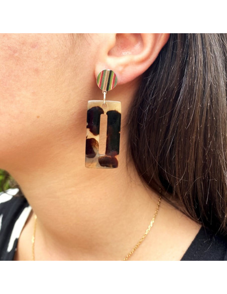 Boucles-oreilles-corne -metal-argente-Aramance