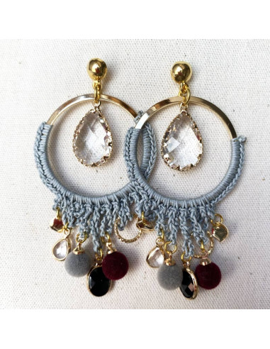 Boucles d'oreilles boheme chic grises