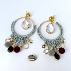 Boucles d'oreilles boheme chic grises