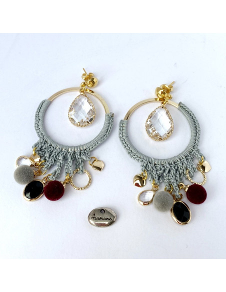 Boucles d'oreilles boheme chic grises