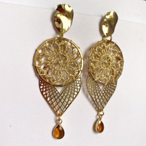 Boucles d'oreilles filigrane et cercle crochet doré 2