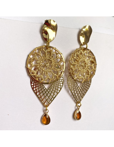Boucles d'oreilles filigrane et cercle crochet doré