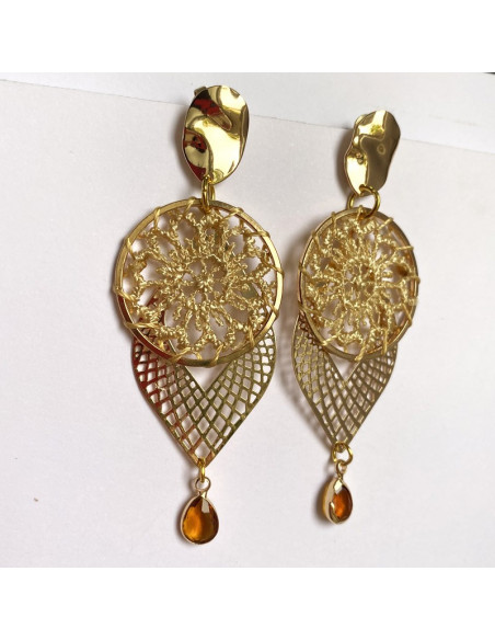 Boucles d'oreilles filigrane et cercle crochet doré