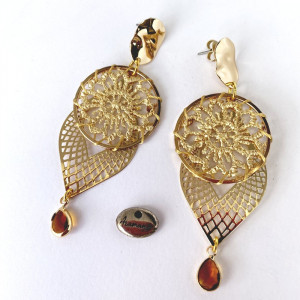 Boucles d'oreilles filigrane et cercle crochet doré