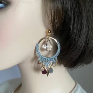 Boucles d'oreilles boheme chic grises 2