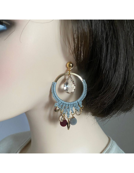 Boucles d'oreilles boheme chic grises