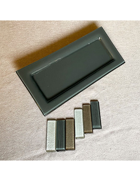 Porte couteaux en verre, rouges,bleus,gris