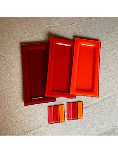 Porte couteaux en verre, rouges,bleus,gris