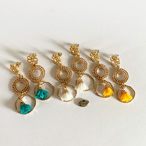 Boucles d'oreilles fleurs et laiton doré