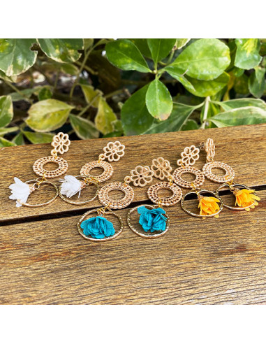 Boucles d'oreilles-fleurs-couleurs-laiton-doré-Armance