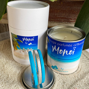 Fete des mères-bracelet-cuir-turquoise-bougie-Monoi-Armance