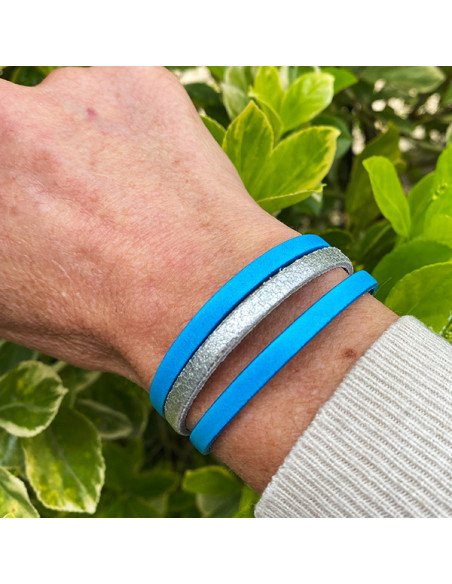 Coffret bracelet cuir turquoise et bougie Monoi