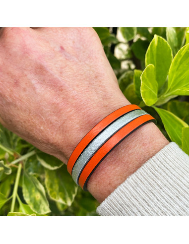 Coffret bracelet cuir orange et bougie Fleur de...