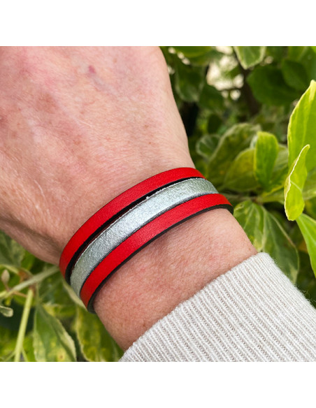 Coffret bracelet cuir rouge et bougie Fleur d'hibiscus