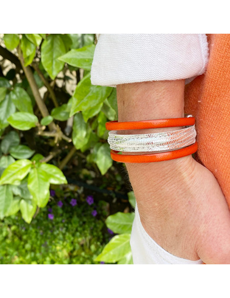 Bracelet cuir couleur et argenté