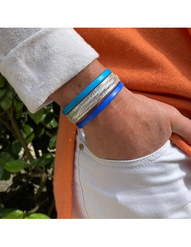 Bracelet cuir couleur et argenté