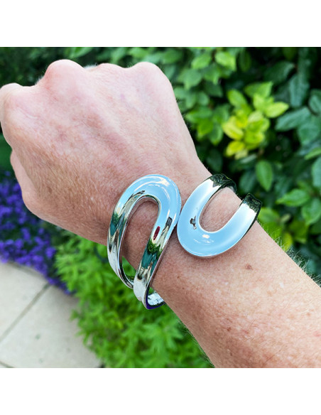 Bracelet "toi et moi" en métal argenté