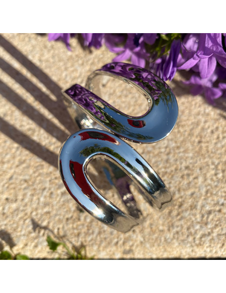 Bracelet "toi et moi" en métal argenté