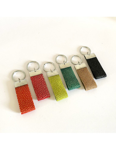 Porte clés avec bande de Galuchat de couleur