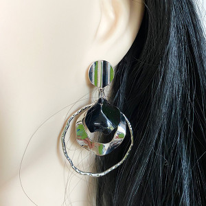 Boucles d'oreilles pendantes 'Hortus' - Argent 925 - Seconde nature