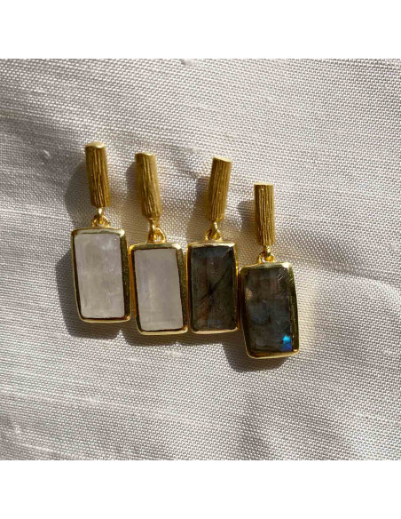 Boucles d'oreilles labradorite ou pierre de lune