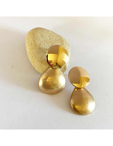 Boucle d'oreilles goutte laiton doré brossé