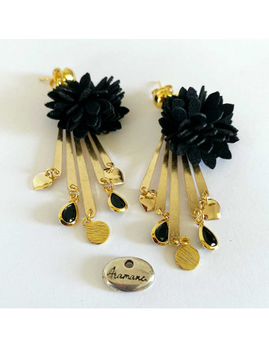 Boucles d'oreilles chandelier métal argenté et...