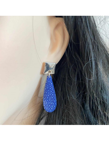 Boucles d'oreilles goutte Galuchat