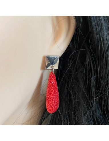 Boucles d'oreilles goutte Galuchat