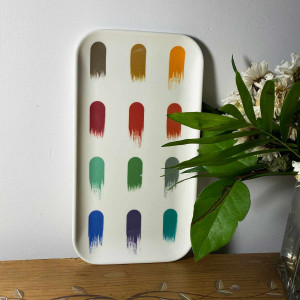Petits plateaux rectangulaires en résine avec motifs 2