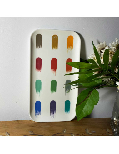 Plateau rectangulaire en résine avec motifs