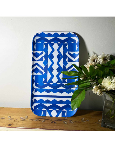 Plateau rectangulaire en résine wave ou Myconos