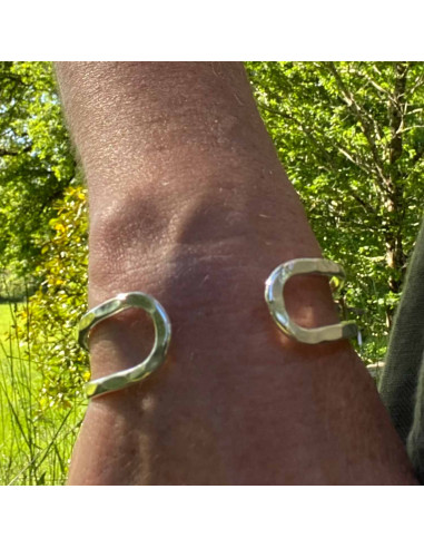 Bracelet jonc double métal argenté