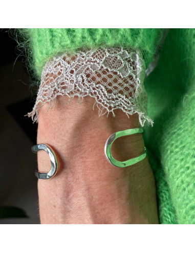 Bracelet jonc double métal argenté