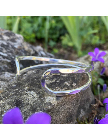 Bracelet jonc double métal argenté