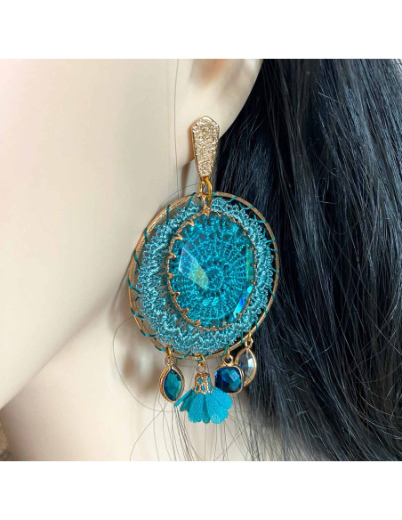 Boucles d'oreilles boheme de couleur