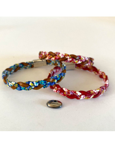 Bracelet cuir et liberty tressé