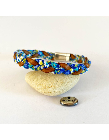 Bracelet cuir et liberty tressé