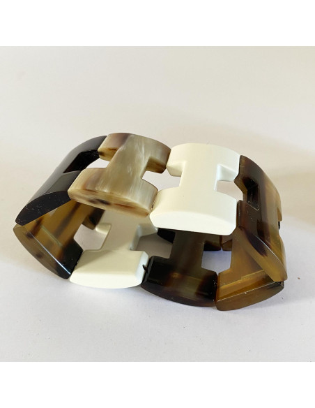 Bracelet manchette corne naturelle et laque