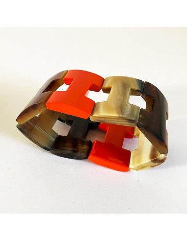 Bracelet manchette corne naturelle et laque