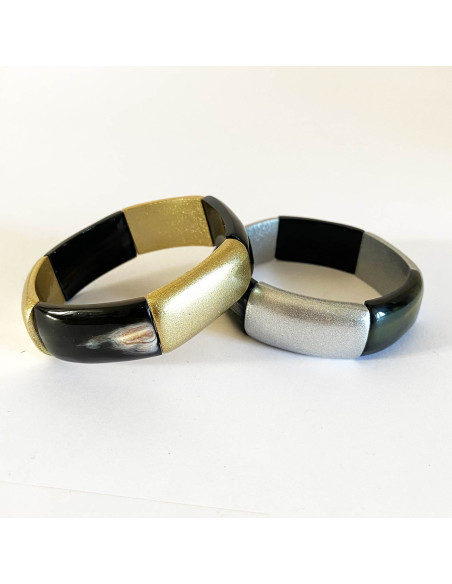 Bracelet corne naturelle et argenté/doré