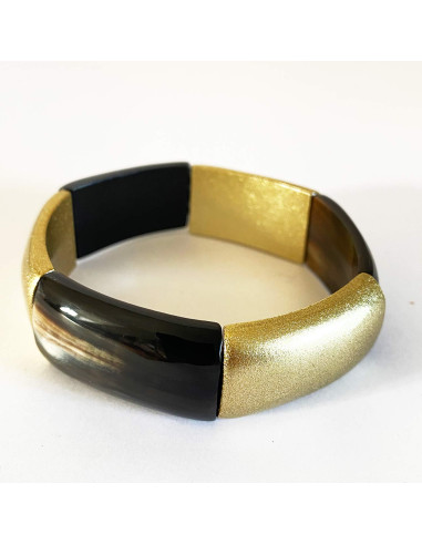 Bracelet corne naturelle et argenté/doré