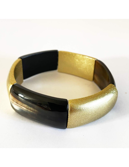 Bracelet corne naturelle et argenté/doré