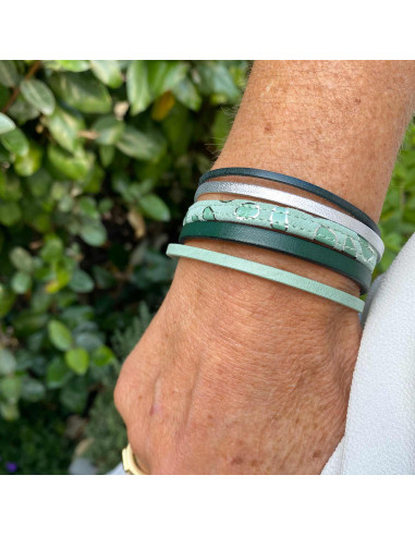 Bracelet multilien cuir bleu ou vert